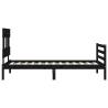 Black Bed Frame with Headboard - 100x200 cm Solid Wood