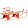 Folding Snow Sledge with Backrest - 119 cm Wooden Sledge