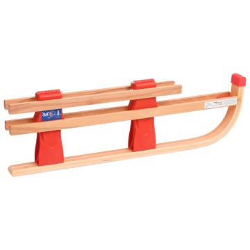 Folding Snow Sledge with Backrest - 119 cm Wooden Sledge