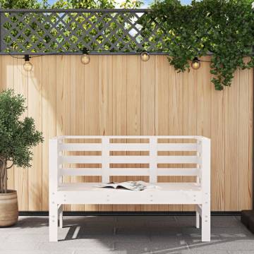 Garden Bench White - Solid Pine Wood 111.5x53x71 cm