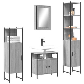 4 Piece Grey Sonoma Bathroom Furniture Set | HipoMarket