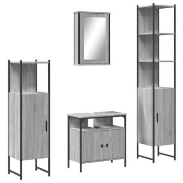 4 Piece Grey Sonoma Bathroom Furniture Set | HipoMarket