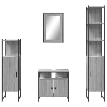 4 Piece Grey Sonoma Bathroom Furniture Set | HipoMarket