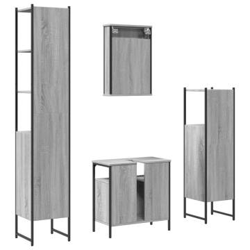 4 Piece Grey Sonoma Bathroom Furniture Set | HipoMarket