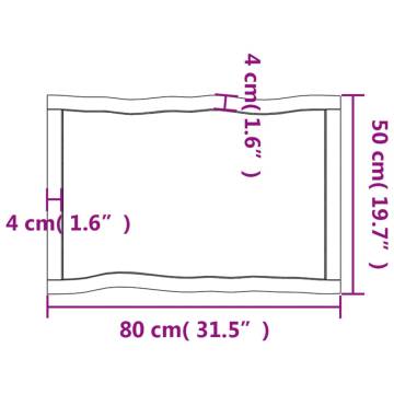 Table Top 80x50x(2-4) cm Solid Wood Live Edge - Hipomarket