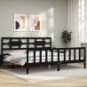 Bed Frame with Headboard Black Super King Size Solid Wood Colour black Size 180 x 200 cm 