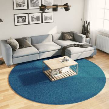 Rug OVIEDO Short Pile Turquoise Ø 240 cm - Hipomarket UK