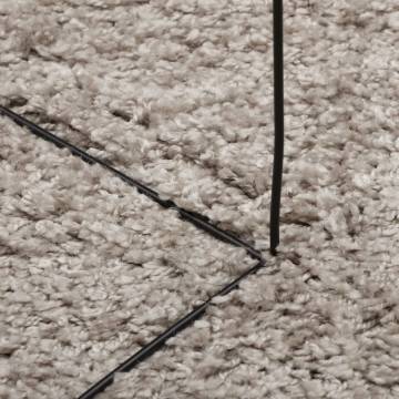 Shaggy Rug PAMPLONA High Pile Modern Beige Ø 120 cm