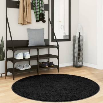 Shaggy Rug PAMPLONA - Modern Black Ø 120 cm | Hipomarket