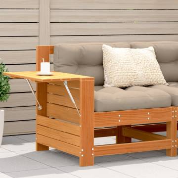 Garden Armrest Sofa with Side Table - Solid Pine Wood