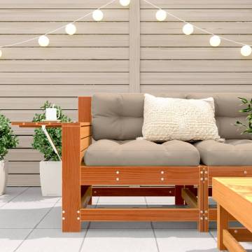 Garden Armrest Sofa with Side Table - Solid Pine Wood