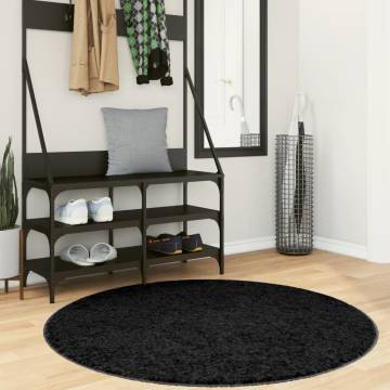 Stylish OVIEDO Black Short Pile Rug Ø 120 cm for Home Decor