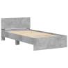 Concrete Grey Bed Frame with Headboard & LED Lights | 100x200 cm