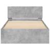 Concrete Grey Bed Frame with Headboard & LED Lights | 100x200 cm