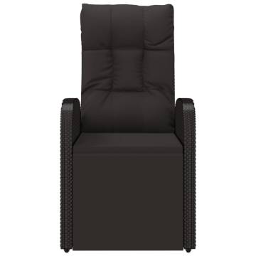 Reclining Garden Chair with Cushions - Stylish Black Poly Rattan