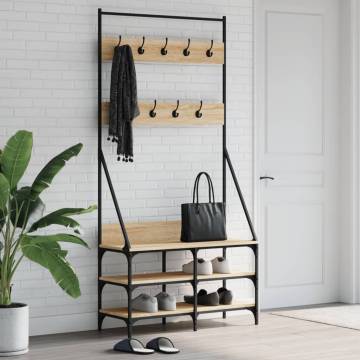 Clothes Rack with Shoe Storage - Sonoma Oak 90x34x184 cm