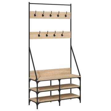 Clothes Rack with Shoe Storage - Sonoma Oak 90x34x184 cm