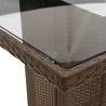 Garden Table with Glass Top - Brown Poly Rattan 190x80 cm