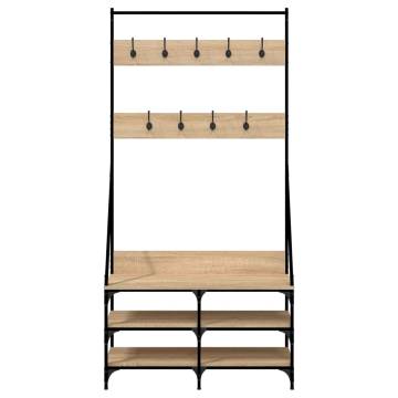 Clothes Rack with Shoe Storage - Sonoma Oak 90x34x184 cm