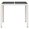 Garden Table with Glass Top White - 90x90 cm Poly Rattan