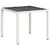 Garden Table with Glass Top White - 90x90 cm Poly Rattan