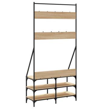 Clothes Rack with Shoe Storage - Sonoma Oak 90x34x184 cm