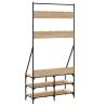 Clothes Rack with Shoe Storage - Sonoma Oak 90x34x184 cm