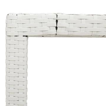 Garden Table with Glass Top White - 90x90 cm Poly Rattan