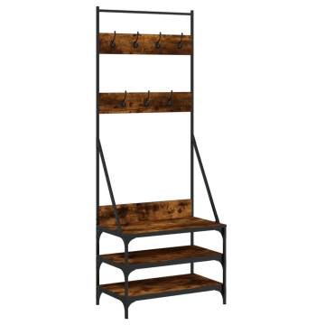 Clothes Rack with Shoe Storage - Smoked Oak 70x40x184 cm