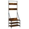 Clothes Rack with Shoe Storage - Smoked Oak 70x40x184 cm