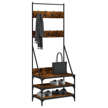 Clothes Rack with Shoe Storage - Smoked Oak 70x40x184 cm