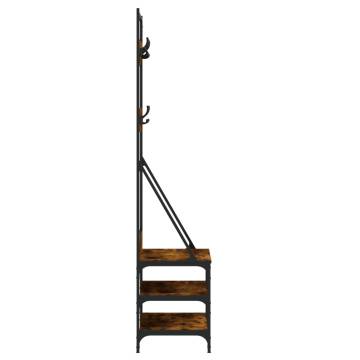 Clothes Rack with Shoe Storage - Smoked Oak 70x40x184 cm