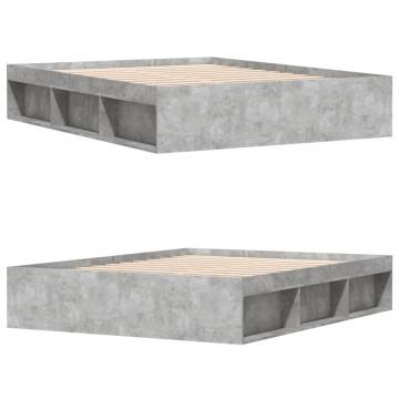 Concrete Grey Bed Frame 140x190 cm - Modern Bedroom Comfort