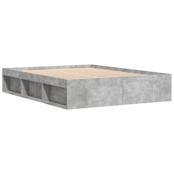 Concrete Grey Bed Frame 140x190 cm - Modern Bedroom Comfort