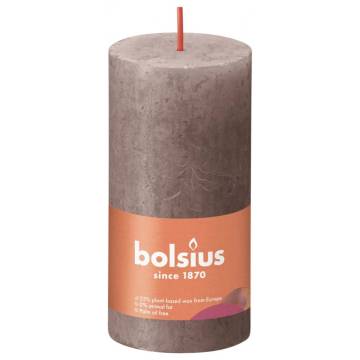 Bolsius Rustic Pillar Candles Shine - 8 pcs in Taupe