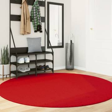 Rug OVIEDO Short Pile Red Ø 200 cm - Stylish Home Decor