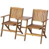 Folding Garden Bench with Tea Table - Solid Acacia Wood