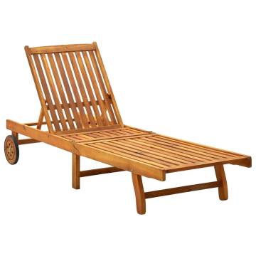 Comfortable Solid Acacia Wood Sun Lounger | Hipomarket UK