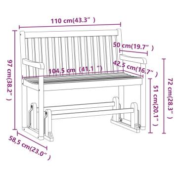 Garden Swing Bench 110 cm Solid Acacia Wood - Relax Outdoors