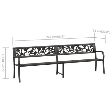 Twin Garden Bench 246 cm Black Steel - Vintage Outdoor Charm