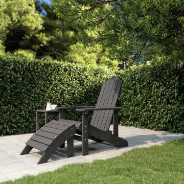 Garden Adirondack Chair with Footstool - HDPE Anthracite