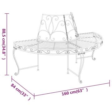 Half Round Tree Bench - Ø160 cm Black Steel | Hipo Market