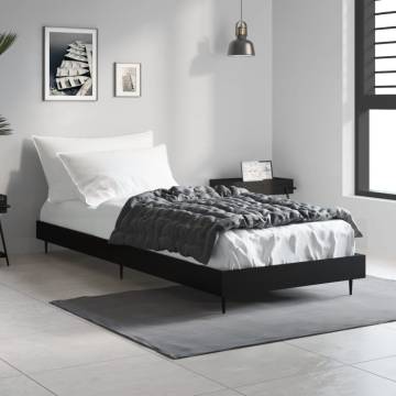 Black Bed Frame 75x190 cm - Small Single Engineered Wood