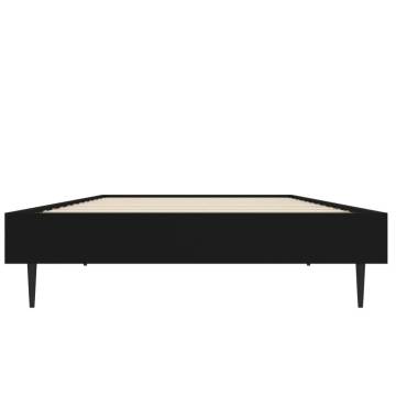 Black Bed Frame 75x190 cm - Small Single Engineered Wood