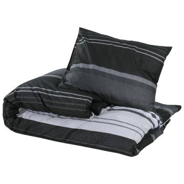 Duvet Cover Set Black & White 155x220 cm Cotton - Hipomarket