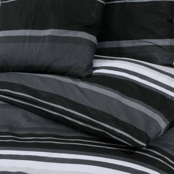 Duvet Cover Set Black & White 155x220 cm Cotton - Hipomarket