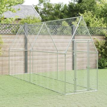 Chicken Cage Silver 400x100x190 cm | Galvanised Steel Coop