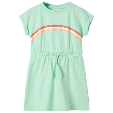 Kids' Bright Green Dress with Drawstring - Size 140