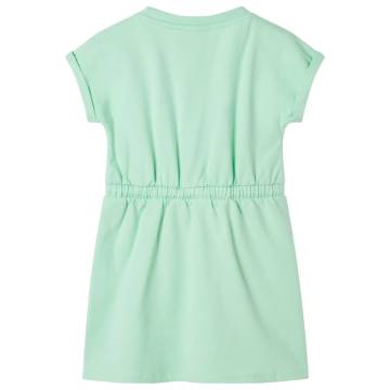 Kids' Bright Green Dress with Drawstring - Size 140