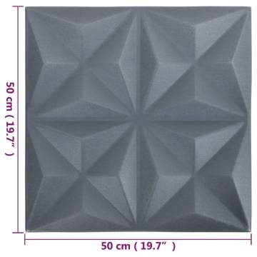 3D Wall Panels 50x50 cm - Origami Grey | 24 pcs - 6 m²